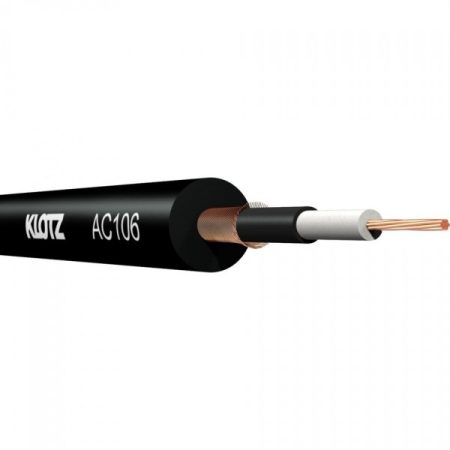 Klotz AC106 pedál- és jelkábel – 1x0,22 mm, kettős árnyékolás, 95 pF/m, átmérő: 6,1 mm, fekete, piros és kék köpennyel