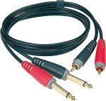   Klotz JACK-RCA dupla kábel,  Klotz aranyozott 6,35/JACK2 - RCA csatlakozók, + PCU201-Z fekete kábel