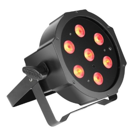 Cameo Light LED Flat PAR Can Tri 3W – infra érzékelős, 7x3 wattos lapos, háromszínű RGB LED, fekete ABS ház
