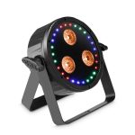   Cameo Light LED Flat Star, 2 az 1-ben fény effekt – RGBWA + UV PAR lámpa RGB gyűrűvel, stroboszkóp, fekete házban