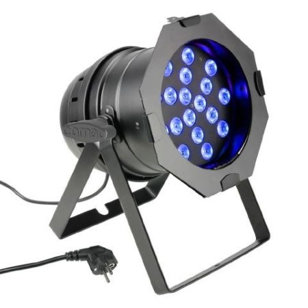 Cameo Light LED PAR 64 – 18x3 W-os háromszínű LED, fekete alumínium ház