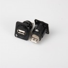 WorldMix USB átvezető – USB A - USB A, ''D'' házba szerelve, fekete