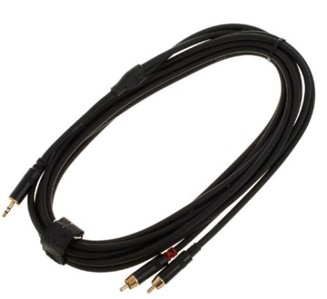 PRO Snake Professzionális Y-kábel 2x RCA csatlakozó 1x 3,5 mm-es stereo Fém dugók aranyozott csatlakozókkal
