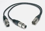   Y XLR adapter kábel 0,5 m – XLR3M - 2 x XLR3F csatlakozók, + fekete KLOTZ kábel