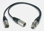   Y XLR adapter kábel, XLRF-2xXLRM, 0,5 m – XLR3F - 2 x XLR3M csatlakozók, + fekete KLOTZ kábel